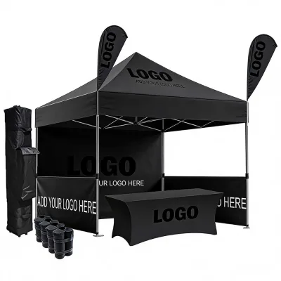 Custom Printed Indoor/Outdoor Waterproof Trade Show Advertising Folding Black Aluminum Canopy Tent 10x10 for Sale