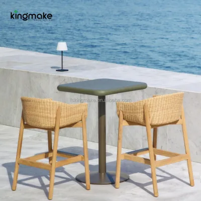 Modern Outdoor Bar Table Square Metal Coffee Table Balcony Bistro Backyard Outdoor Indoor Small Coffee Accent Table