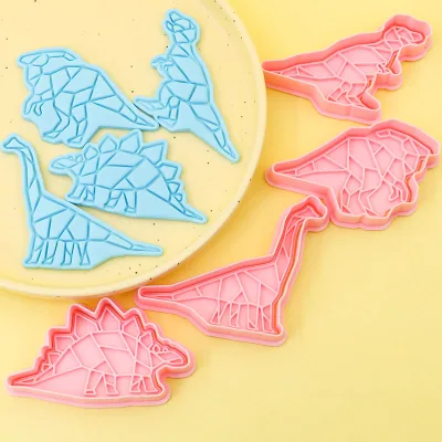 Dinosaur Series 3D Cartoon Biscuit Mold Tyrannosaurus Rex and Triceratops Clay Animation Printed Cookie Cutters