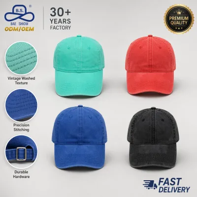 Wholesale Vintage Washed Distressed Fabric Custom Logo 6 Panels Baseball Caps with Custom logo for Promotion Gift