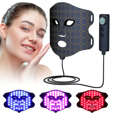 Cordless Red-light Vibration Face Massager Facial Mask 660nm 850nm NIR Silicone LED Therapy Beauty Face Mask