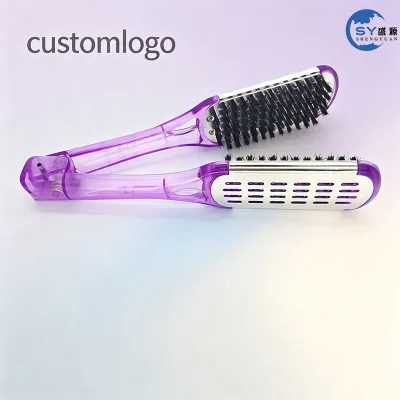 Boar Bristle Clamp Hair Brush Double Sided Clamp Straightener Hair Straightening Comb for Smoothing and Straight Hair Styles