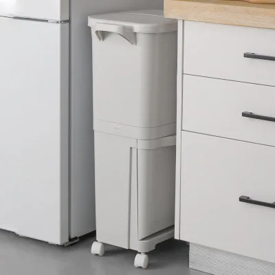 3-Compartment 45L Eco-friendly Plastic Foot Pedal Trash Can 2-Layer 2nd Generation Kitchen Waste Bin Dustbin Hot in World