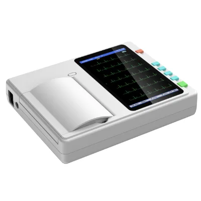 Portable 12-Lead Electrocardiograph 7 Inch Touch Screen 3-Channel ECG Machine with Rechargeable Li-ion Battery CE Certified
