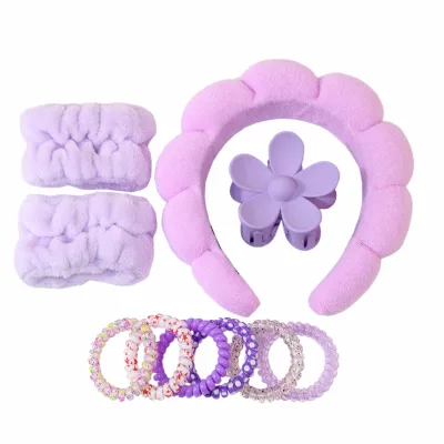 Custom Logo Elastic Soft Flannel Facial Spa Makeup Wash Face Head Band for Women Girls Washing Facing