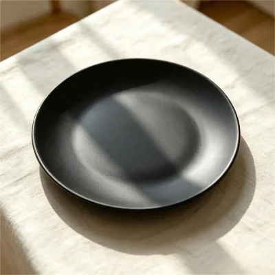 Western Style Matte Black / Matte White Ceramic Dinner Plates Porcelain Steak Plates Stoneware Snack Fruit Sushi Dishes Plate