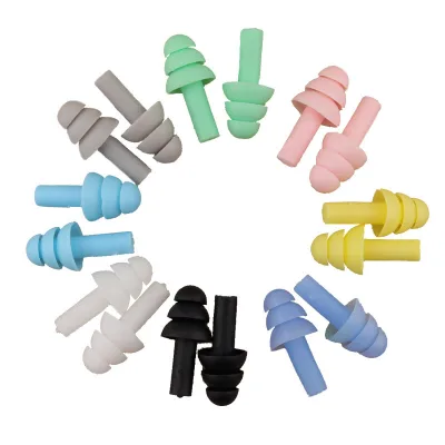 Washable Silicone Ear Plugs Factory Wholesale Noise Reduction Ear Plugs Wholesale SNR 38dB Ear Plug Black Blue Color