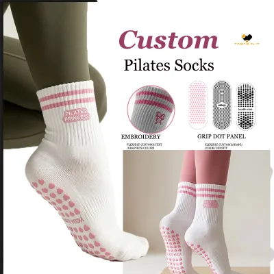 Fast Shipping Women Crew Gym Pilate Sock Startup Brand Support Sport Anti Slip Grip Socks Small Batch Order Yoga Pilates Sock