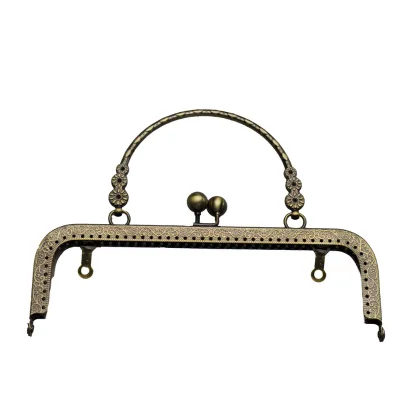 20/25cm Bag Hardware Accessories Metal Handle Kiss Lock Handbag Frame Metal Hinged Purse Frame square Embossed Handles Embossing