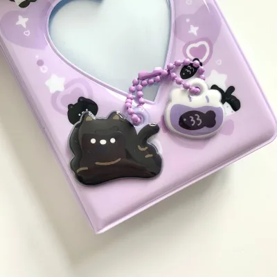Ins Cute tiger Cat Bear Rabbit Double-sided Pendant Keychain Album Bag Earphone Sleeve Decorative Hanging Chain
