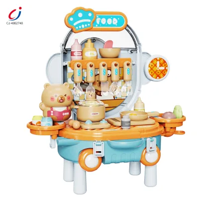 Chengji Children Pretend Dish Set Plastic Kitchen Accessories Toy Folding Storage Portable Funny Plastic Toy Kitchen Set
