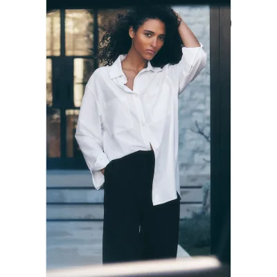Custom Women's Oversized White Button Down Shirt Breathable Textured Long Sleeve Blouse for Office & Beach OEM ODM Available