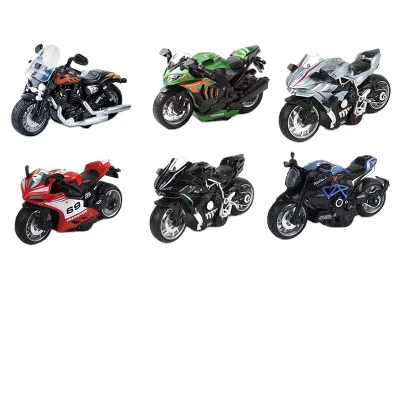 Hot Selling 1:8 Diecast Motorbike Toys Locomotive Ornaments Collection Sound and Light Simulation Alloy Motorcycle Model