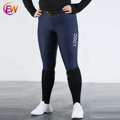 2022 EW Equestrian Hot Sale Modern Design Belt Loops Phone Pocket Blue Color Performance Pants Breeches