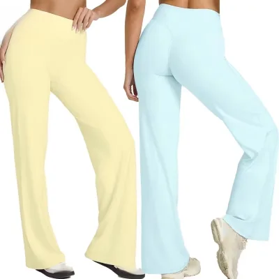 Best Selling Women's Solid Yoga Leggings High Waist Straight Leg Breathable Loose Sports Outdoor Wide Leg Pants