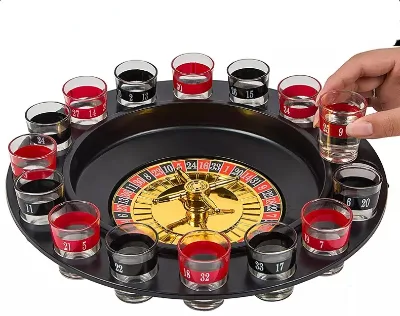 Bar Shot Drinking Game 16 Shot Glass Russian Roulette for Drinking Roulette Wheel Party Drinking Game