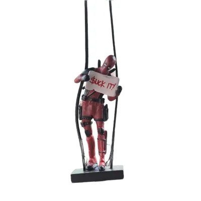 Deadpool Rearview Mirror Swing Car Decoration War Police Lying Figure Ornament for Car Center Console or Console Table