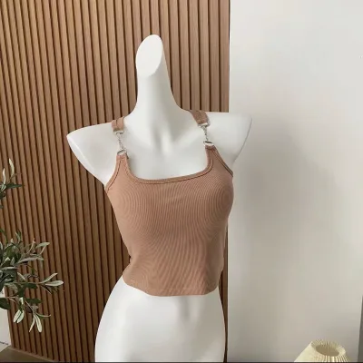 Casual Sports Fitness Yoga Wear Daily Use Square Collar Neckline High Stretch Fabric Padded Outer Camisole