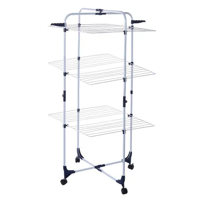 Multi-Tier Wire Airer Racks Clothes Drying Trolley for Laundry Room Use