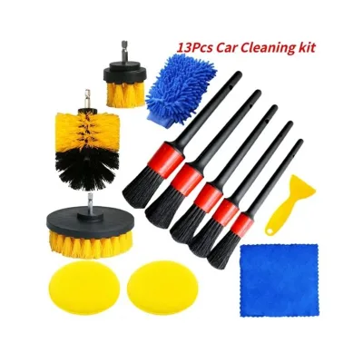 New Car Cleaning Kit Scrubber Drill Detailing Brush Set Air Conditioner Vents Towel Polisher Car Auto Detailing Tools