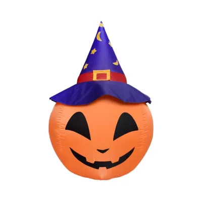 Holiday Decorations Blow up 4 Foot Halloween Inflatable Pumpkin with Witch Hat LED Lights