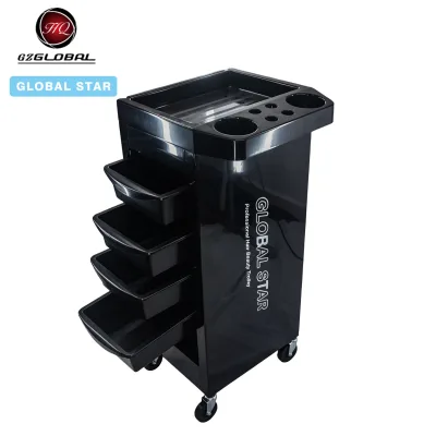 Hair Salon Tool Cart Specialized Salon Trolley Black Fully Enclosed Drawer-Style Perm Dye Cart Mobile Hair Salons Plastic