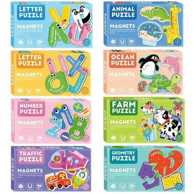 Kids Educational Toy Cartoon Fridge Magnet Animal Puzzle Sticks Montessori Toys Magnetic Puzzle Toys
