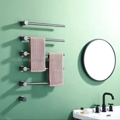 Gun Gray 5 Star Hotel Bathroom Electric Stainless Steel Towel Rod Heater Unilateral Smart Towel Heater Drying Rack