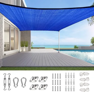 UV Blocked 185gsm Fade Resistant HDPE Fabric Blue Sun Sails