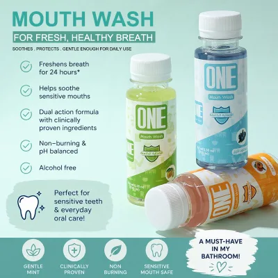 ONE Herbal Formula Mouth Wash Kit 100Ml Bottles Green Tea Clove Cinnamon Ginger Mint Natural Scent Gum Care Oral Mouthwash
