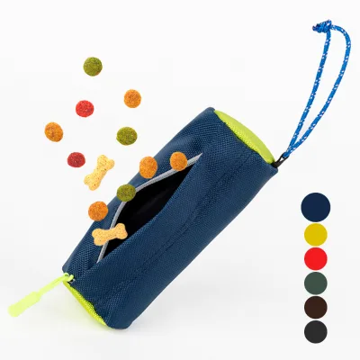 Portable Soft Multi-Color Cylindrical Oxford Dog Treat Pouch for Pet Training Supplies with Zipper Closure