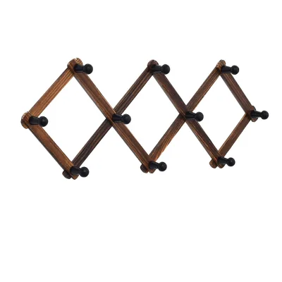 Nordic Style Wood Telescopic Coat Rack Foldable Wall Mounted Hat Hook Behind Door Hanger Retractable Clothes Rack