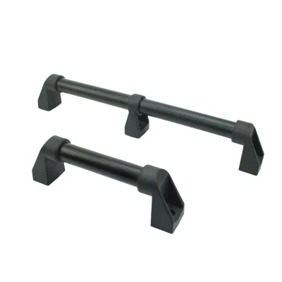 OEM Aluminum Square Tube Machine Door Bridge Pull Handle Recessed Screw Mount With Red Accent Cap for CNC Equipment Industrial