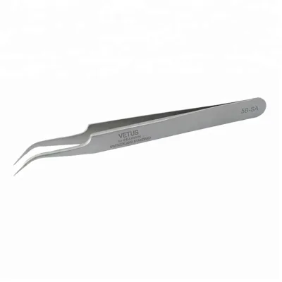ESD Safety Protection Tweezers VETUS 5B-SA Curved Tip 302 Stainless Steel Anti Static Safety Picking Supplies