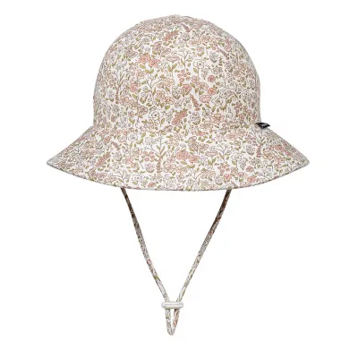 48-60cm Hot Sell Cotton Yarn Floral Full Printed Flower Girl Sun Protection Bucket Hat Thin Version With Rope Cap Children