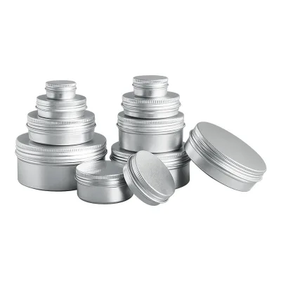 10g to 250g Round Silver Aluminum Screw Lid Jars Empty Cosmetic Containers for Cream Ointment Lip Balm