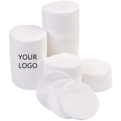 OEM Facial Organic Cosmetic Round Cotton Pads Embossed Cotton Wool Makeup Pad