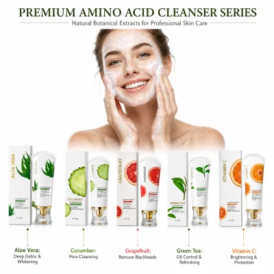 Low MOQ OEM Amino Acid Face Cleanser Series Natural Extract Facial Wash