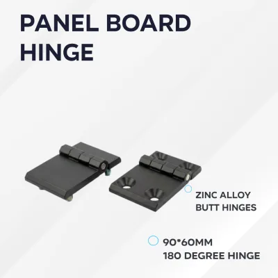 Industrial Zinc Alloy Butt Hinge 90*60mm Black 180 Degree Office Building Use Easy Installation 8mm Thickness 4 Holes