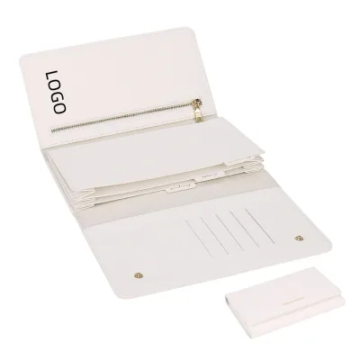 Custom Ins Simple Travel Passport Bag PU Leather Document Bag Travel Document Storage Paging Accordion Tri-fold Clutch Bag