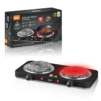 Portable Hot Plate Electric Cooking Stove Black 2 Burner Household Appliance Temperature Control
