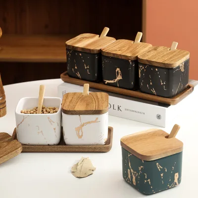 Ceramic Spice Jar Customized Eco-Friendly Seasoning Condiment Jars Kitchen Spice Jar Ceramic