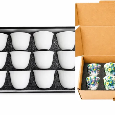 8Pcs Luxury Eco-Friendly Ceramic Coffee Mug Set Gold Silver Rim Bohemian Mandala Paisley Moroccan Floral Printed Tea Cup