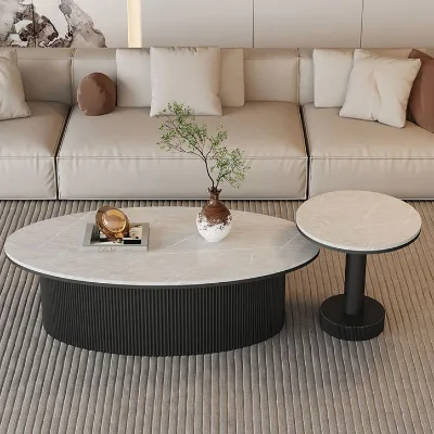 Coffee Table Light Luxury Modern Simple Living Room Family Small Flat Rock Plate Round Table