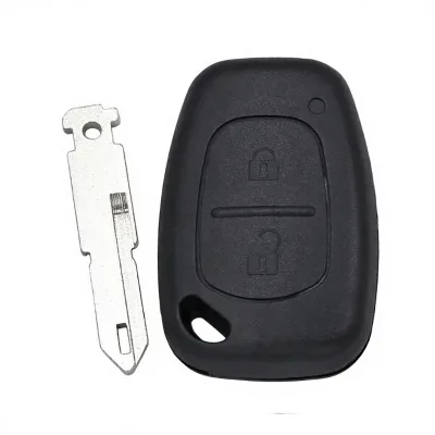 2 Buttons Metal Plastic Key Shell Case Fob for Renault Clio II Kangoo Master Twingo Trafic Modus NE72 Uncut Blade