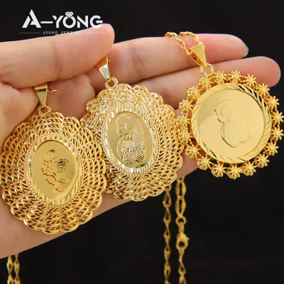 Fashion Jewelry Pendant Necklaces Chain Coin Fashion Necklace Gold Plated Jewelry 24k