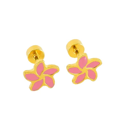 Mini enamel flower stainless steel earrings for women exquisite and versatile earrings