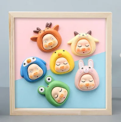 3D DIY Colorful Handmade Solid Wood Clay Photo Frame Educational Toys for Kids Eco-friendly