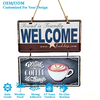Weatherproof Aluminum Customized Patterns Edged Slim Profile License Plate Frame for Garage Bar Decor and Coffee Shop