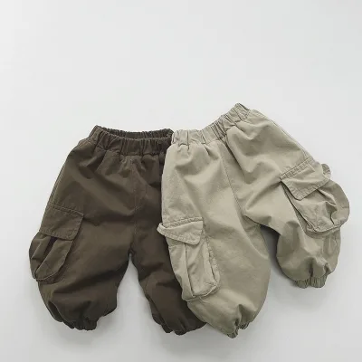 Custom Wholesale Baby Pants Legging Kids Overall Pants Toddler Velvet Overall Fleece Warm Thick High Quality Baby Long Boy Pants